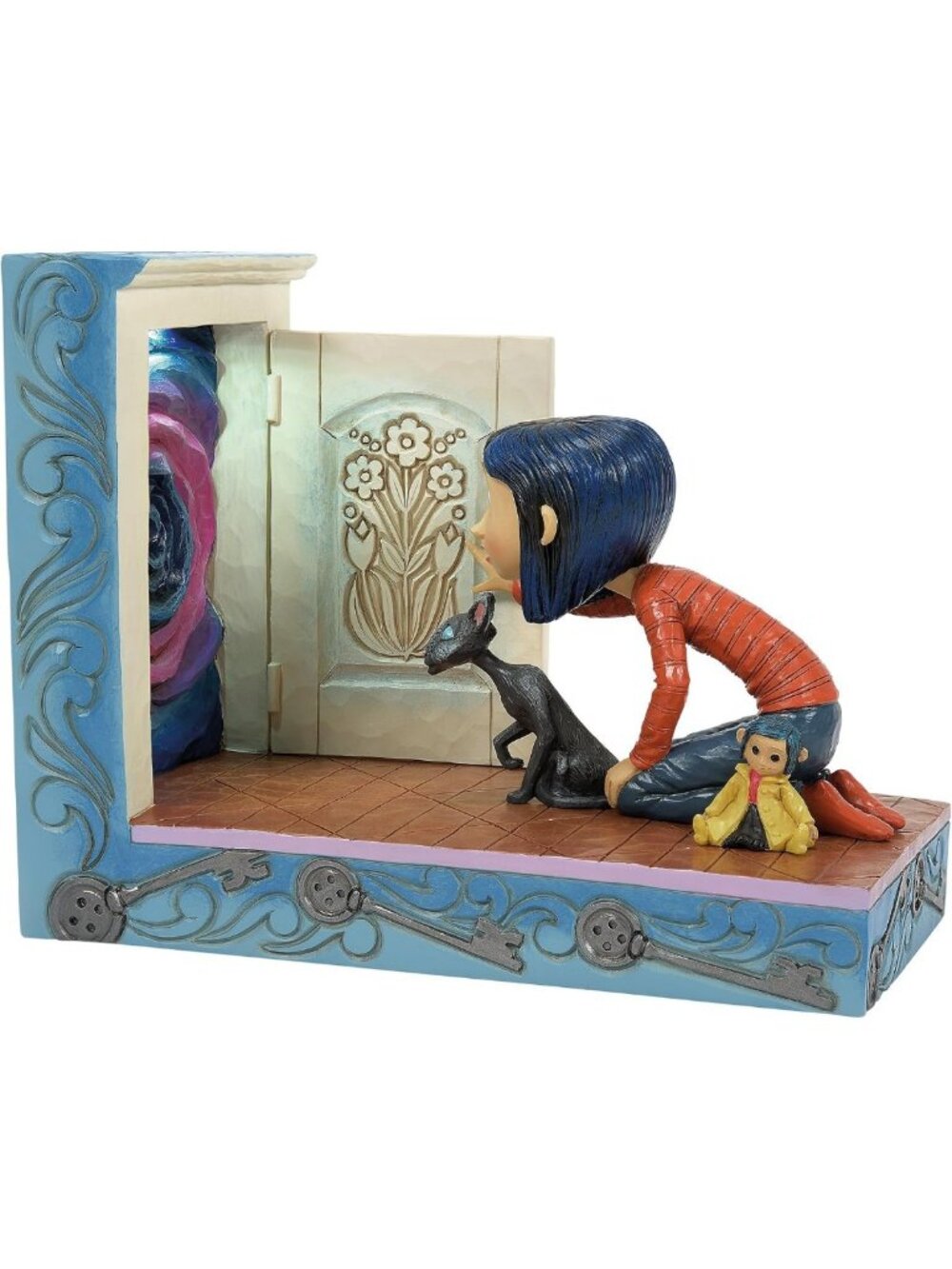 Whimsical Coraline Kneeling Figurine - Enesco Inspired Hidden Door Decor, 5.12